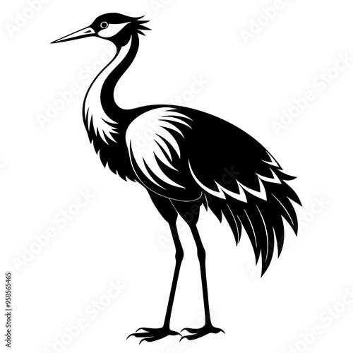 Crane Bird silhouette vector illustration