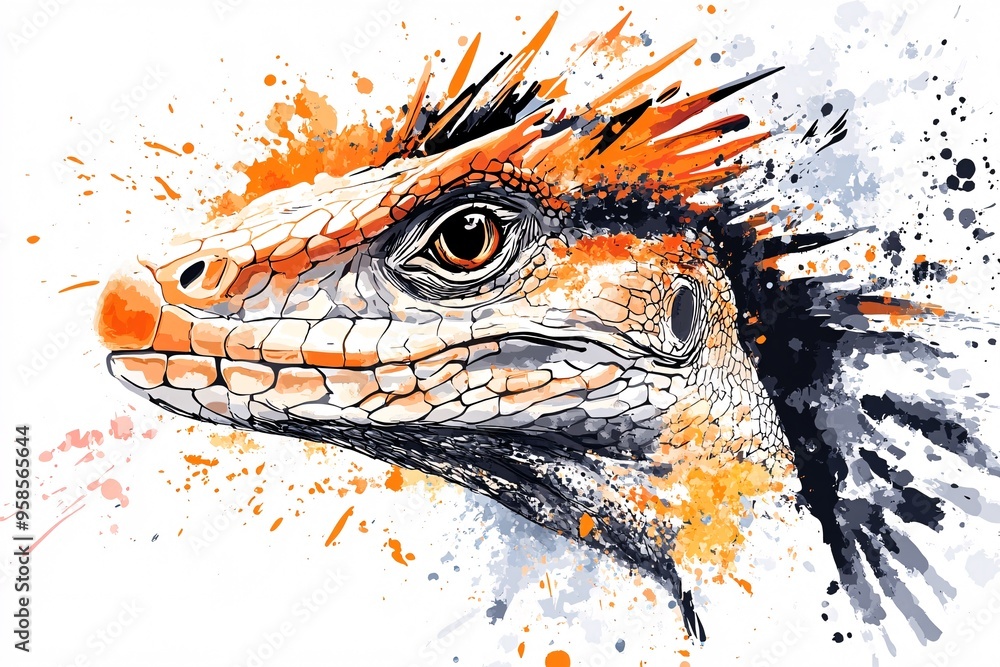 Vibrant Watercolor Iguana - Artistic Wildlife Illustration Vibrant Watercolor Iguana - Artistic Wildlife Illustration