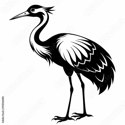 Crane Bird silhouette vector illustration