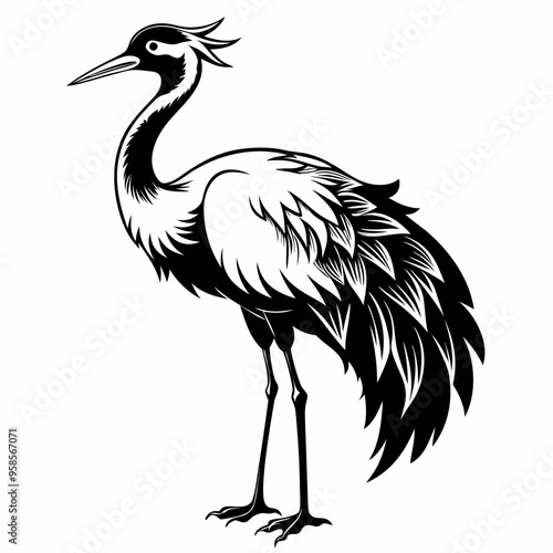 Crane Bird silhouette vector illustration