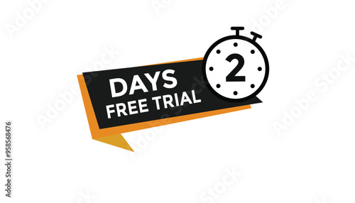 2 days free trial Countdown number banner templates. time icon. Vector Illustration 
