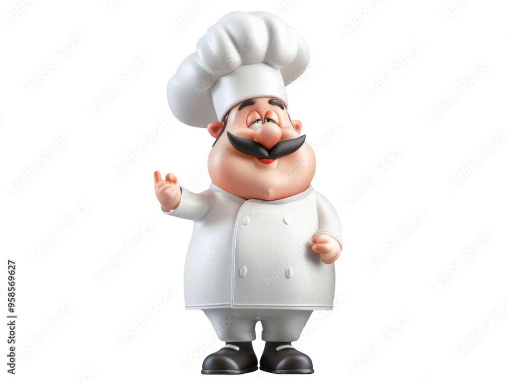 3d chef cartoon character in white uniform isolated white background 3d chef cartoon character in white uniform isolated white background