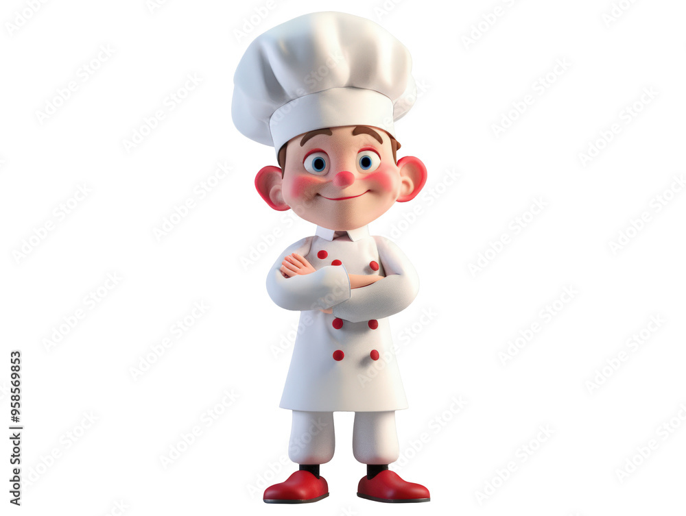 3d chef cartoon character in white uniform isolated white background 3d chef cartoon character in white uniform isolated white background