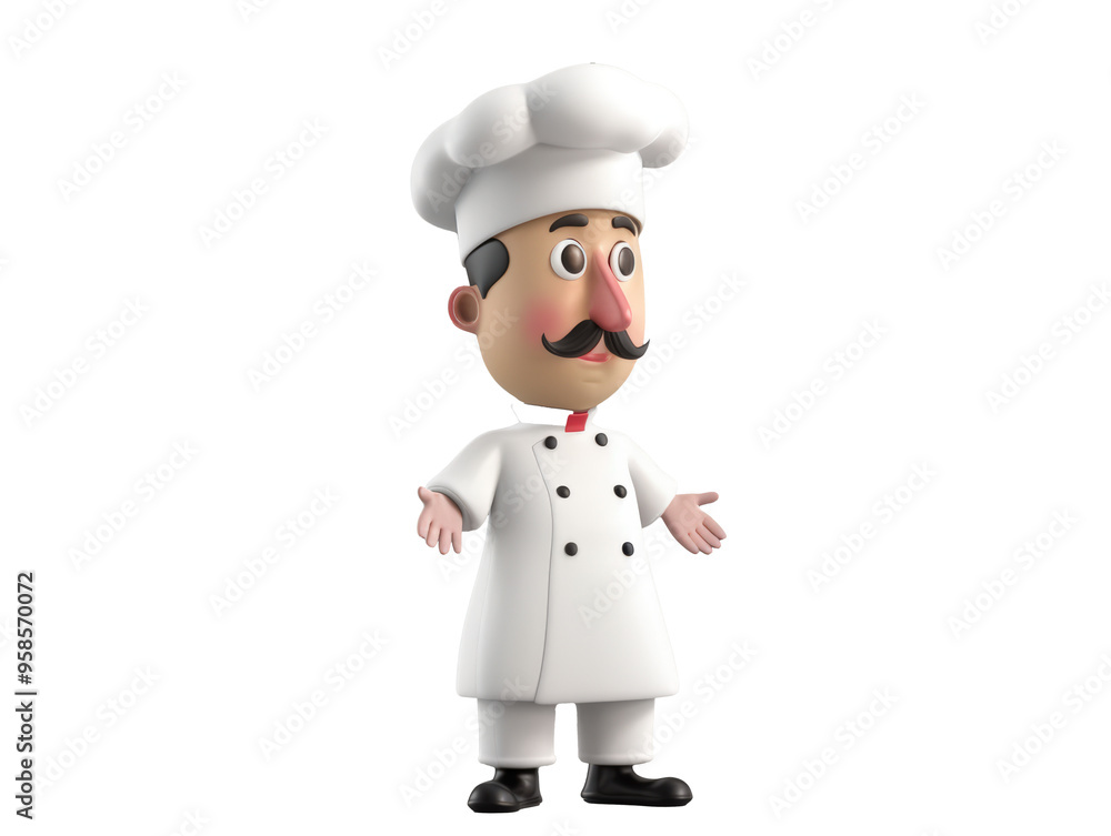 3d chef cartoon character in white uniform isolated white background 3d chef cartoon character in white uniform isolated white background