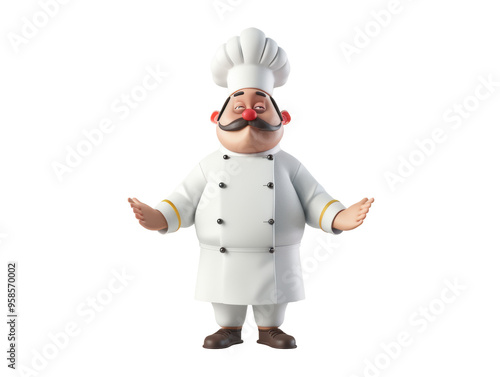 Wallpaper Mural 3d chef cartoon character in white uniform isolated white background Torontodigital.ca