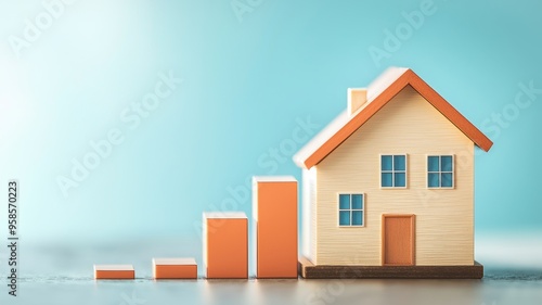 Wallpaper Mural A model house with rising bar graphs symbolizes real estate growth and investment opportunities in the housing market. Torontodigital.ca