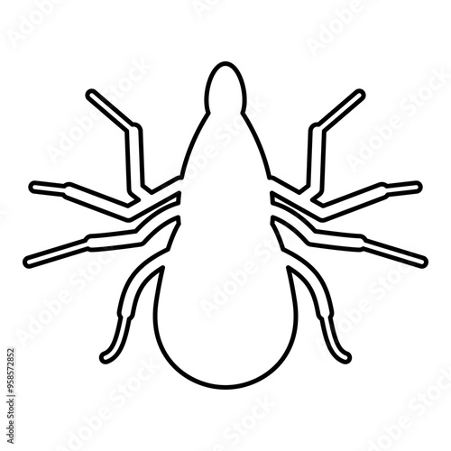 Tick mite contour outline line icon black color vector illustration image thin flat style