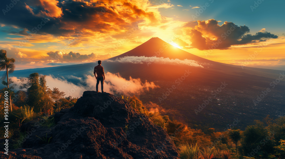 Strong and confident man standing on to a mountain. Fit active lifestyle concept. Positive man celebrating on mountain top, with arms raised up, Goal, successful, achievement. Strong and confident man Strong and confident man standing on to a mountain. Fit active lifestyle concept. Positive man celebrating on mountain top, with arms raised up, Goal, successful, achievement. Strong and confident man