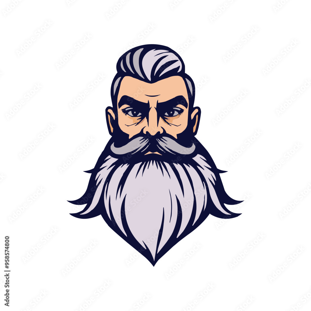 Beard men face vector mascot illustration. Hair style barber shop logo. Editable men logo concept. long beard gentleman vintage artwork Beard men face vector mascot illustration. Hair style barber shop logo. Editable men logo concept. long beard gentleman vintage artwork