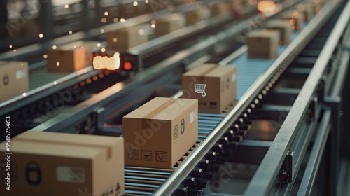 Packages Moving on a Conveyor Belt