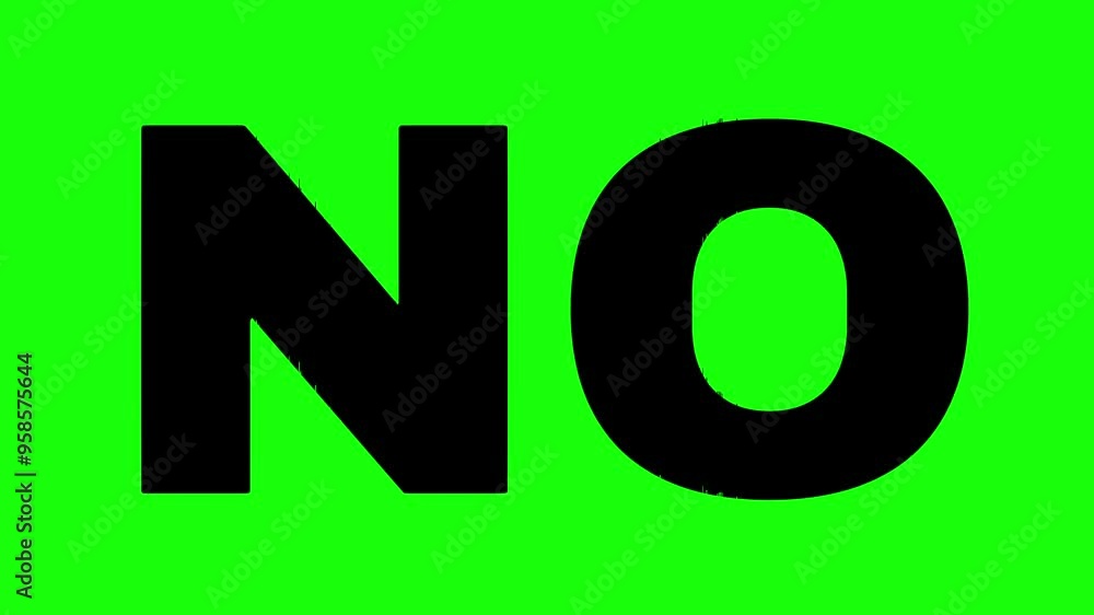 Video animation text of the word no being drawn, on a green text color black Video animation text of the word no being drawn, on a green text color black