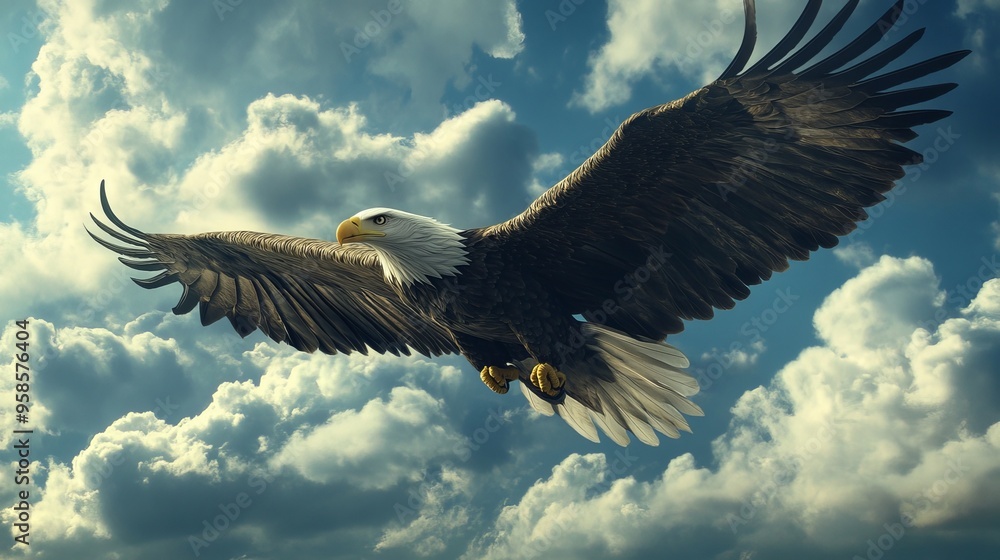 A majestic eagle soars effortlessly through the vast expanse, its piercing gaze intently surveying the world below. With powerful wings beating rhythmically, the eagle glides through the azure sky, it A majestic eagle soars effortlessly through the vast expanse, its piercing gaze intently surveying the world below. With powerful wings beating rhythmically, the eagle glides through the azure sky, it
