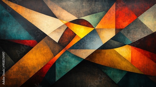 Wallpaper Mural Abstract Geometric Shapes in Warm Tones Torontodigital.ca