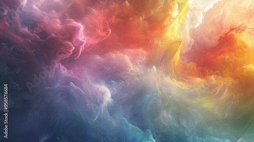 Abstract Colorful Swirling Cloud Formations