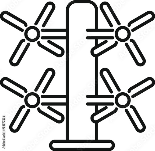 Minimalist vector illustration of a street workout station featuring rotating handles for upper body exercises
