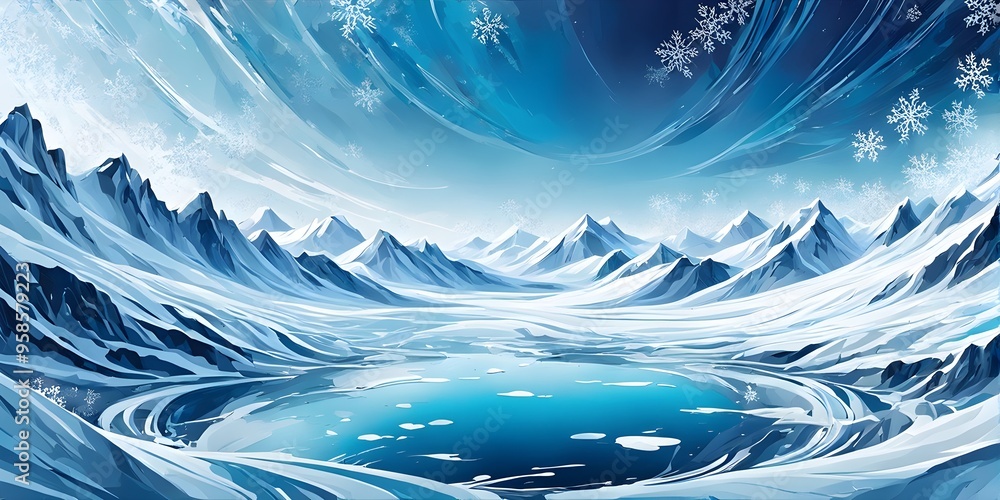 Abstract Illustration of a dreamy, icy landscape Abstract Illustration of a dreamy, icy landscape