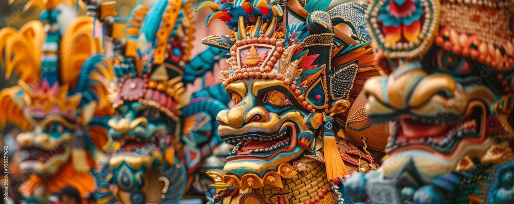 custom made wallpaper toronto digitalParade of decorated floats representing different cultures, 4K hyperrealistic photo