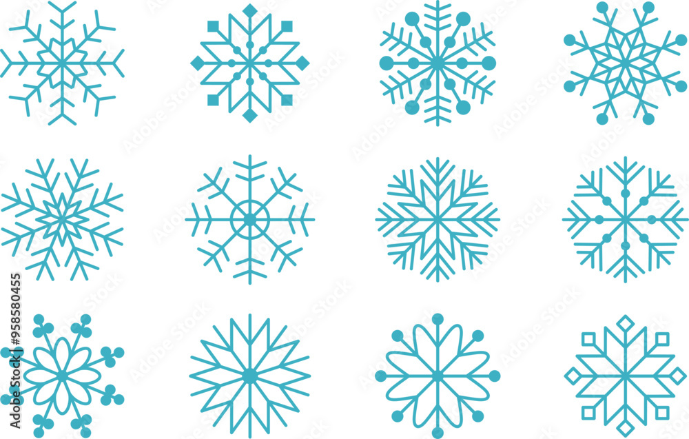 Set Of snowflake Christmas vector isolated on transparent background Set Of snowflake Christmas vector isolated on transparent background
