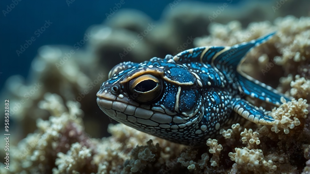 This enchanting deep-sea fish shimmers in the dark, highlighting its graceful and mysterious form This enchanting deep-sea fish shimmers in the dark, highlighting its graceful and mysterious form
