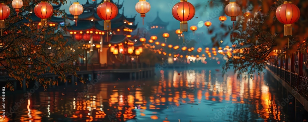 Festival of lights with lanterns, 4K hyperrealistic photo Festival of lights with lanterns, 4K hyperrealistic photo