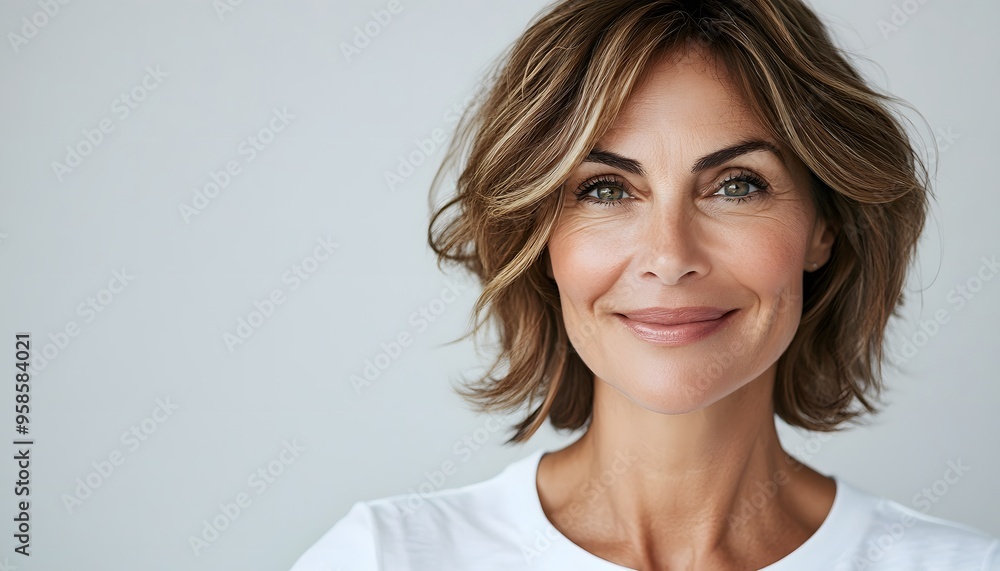 Portrait of a Smiling Woman with Brown Hair