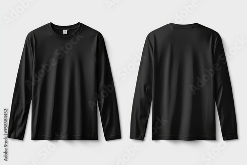 Black long sleeve tshirt mockup isolated created with Generative AI