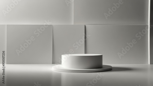 white podium with light