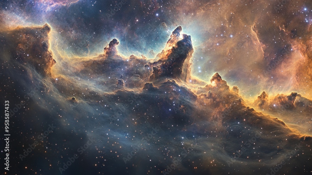 Obraz premium Cosmic Pillars of Creation with Nebulas and Stars