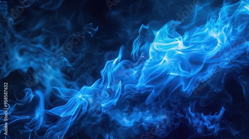 Abstract Blue Flame Swirls