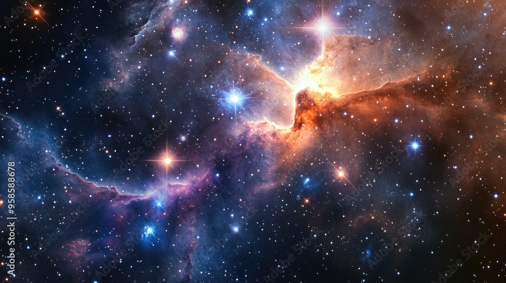 Fototapeta premium A celestial landscape of stars, nebulae, and cosmic dust