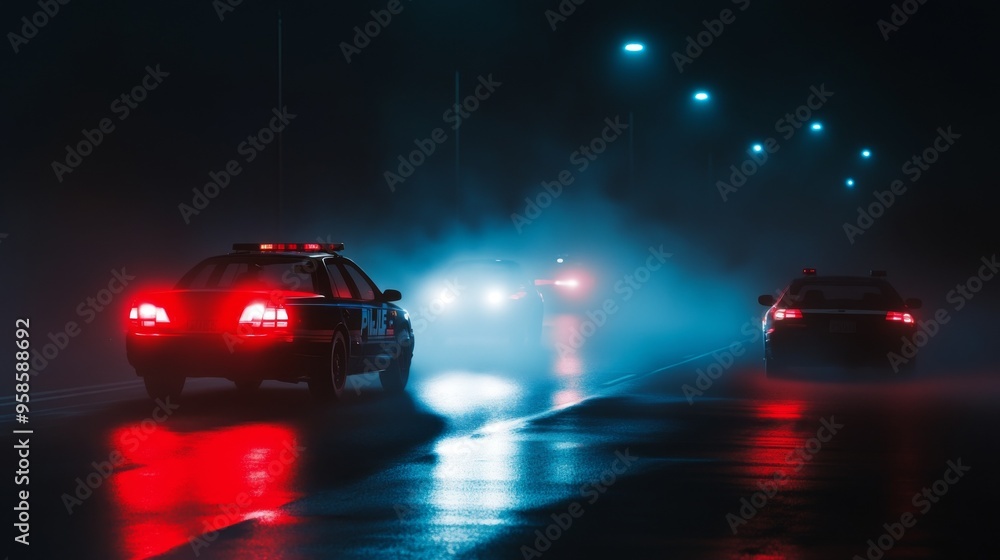 Nighttime Police Pursuit in Fog Nighttime Police Pursuit in Fog