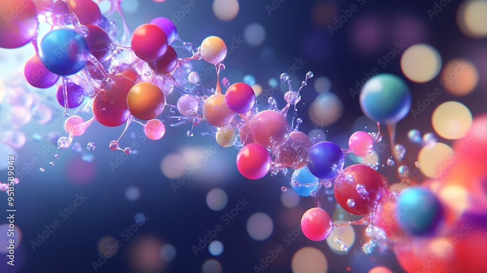 23. Artistic interpretation of a vibrant mineral molecule with dynamic atomic interactions 23. Artistic interpretation of a vibrant mineral molecule with dynamic atomic interactions