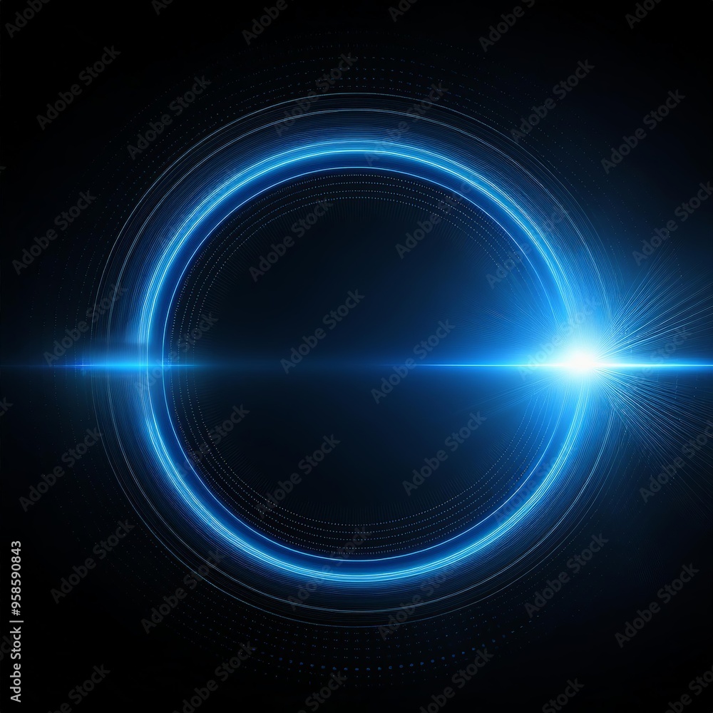 blue circle lens flare with black blank background blue circle lens flare with black blank background