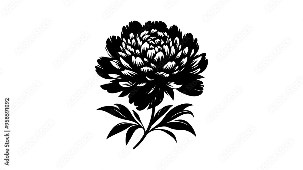 Peony flower silhouette vector illustration. Peony flower silhouette vector illustration.