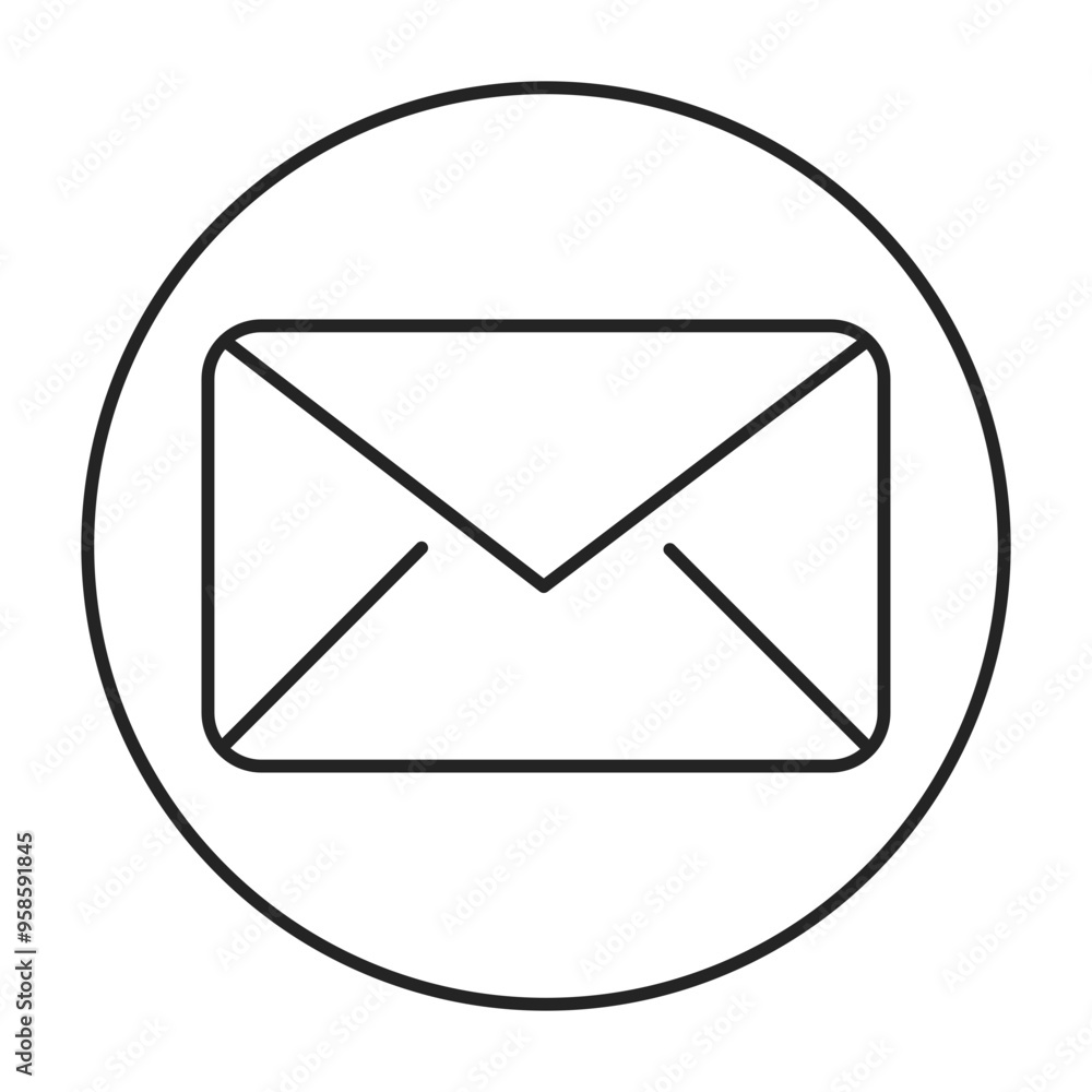 Email Line Icon. Contact Icon Editable Stroke Vector Illustration Email Line Icon. Contact Icon Editable Stroke Vector Illustration