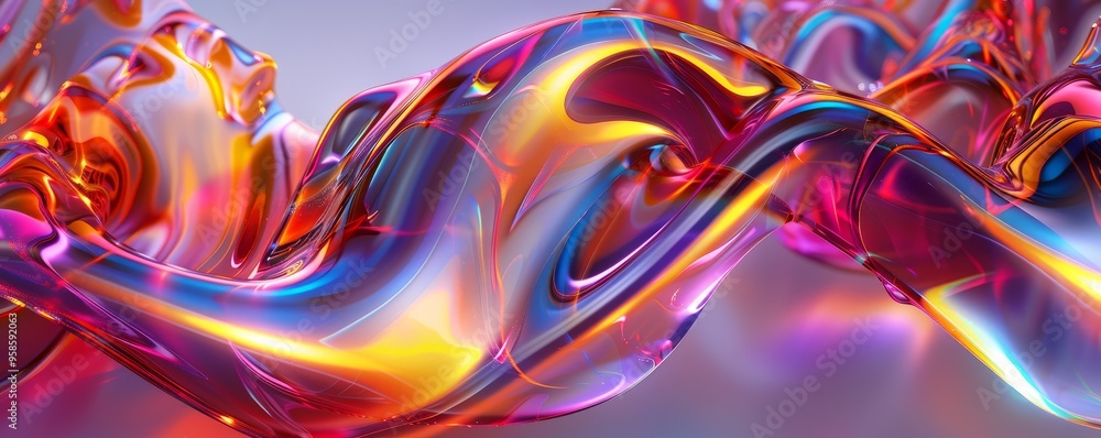 Fototapeta premium Lustrous liquid 3D ribbon with luminous surfaces, 4K hyperrealistic photo