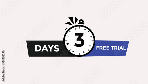 3 days free trial Countdown number banner templates. time icon. Vector Illustration 
