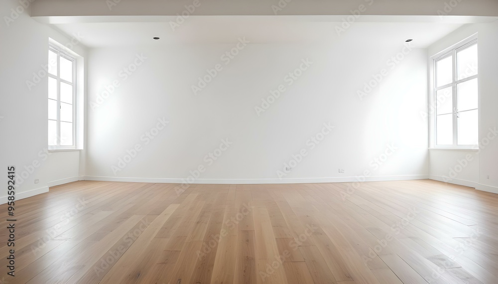 Empty room with wooden floor and white walls. Empty room with wooden floor and white walls.