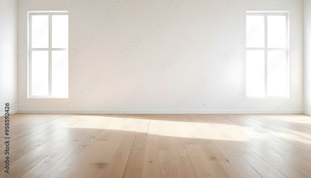 Empty room with wooden floor and white walls. Empty room with wooden floor and white walls.