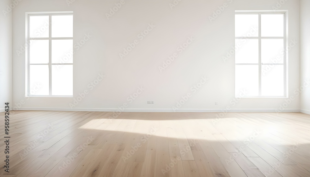 Empty room with wooden floor and white walls. Empty room with wooden floor and white walls.