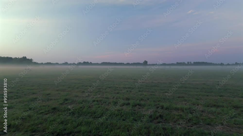 Late summer, September dawn over the meadow, beautiful sky, and hay stacked in rolls, marking the end of summer and the beginning of autumn. Late summer, September dawn over the meadow, beautiful sky, and hay stacked in rolls, marking the end of summer and the beginning of autumn.