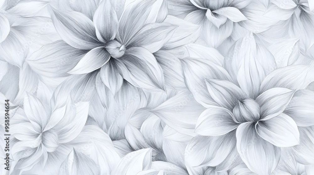 Delicate White Floral Pattern with Serene Botanical Background Delicate White Floral Pattern with Serene Botanical Background