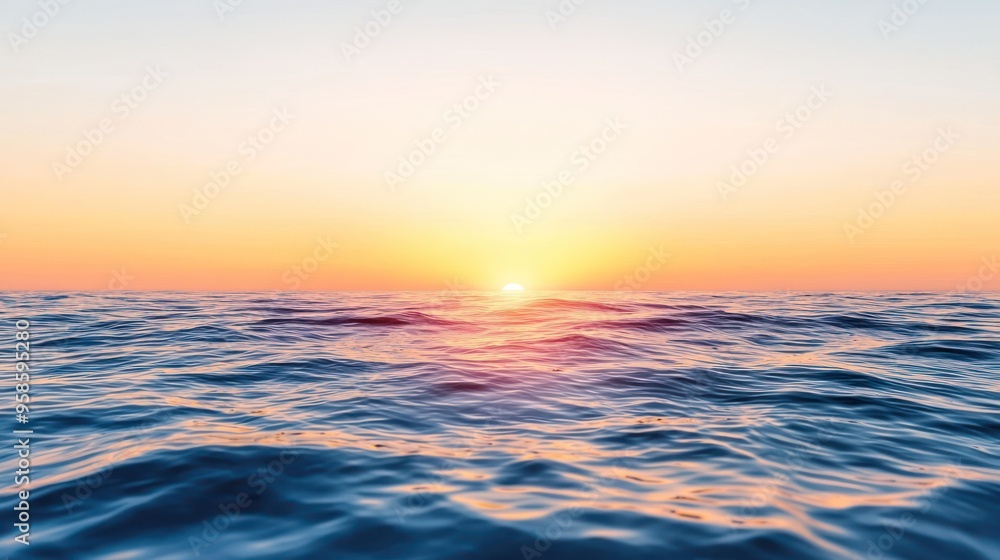 Sunrise over a calm ocean, symbolizing new beginnings and fresh starts Sunrise over a calm ocean, symbolizing new beginnings and fresh starts
