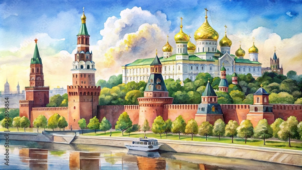 architecture,bloody, macro, surroundings, intricate, Bloody watercolor representation of Moscow Kremlin showcasing intricate details of the architecture and surroundings architecture,bloody, macro, surroundings, intricate, Bloody watercolor representation of Moscow Kremlin showcasing intricate details of the architecture and surroundings