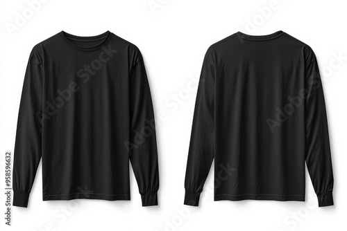 Black long sleeve tshirt mockup isolated created with Generative AI