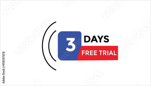 3 days free trial Countdown number banner templates. time icon. Vector Illustration 
