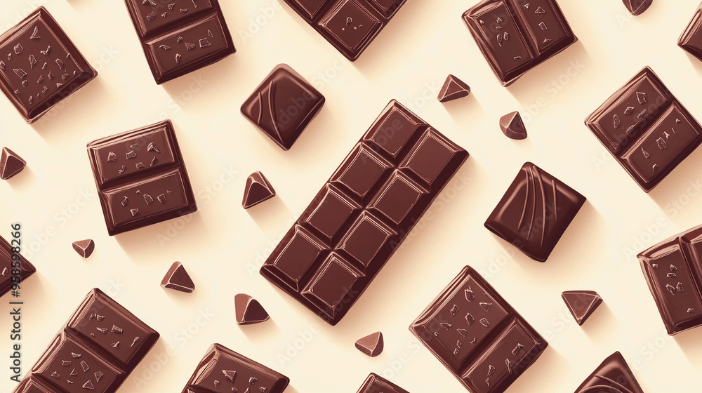 Chocolate bar illustration on a light beige background Chocolate bar illustration on a light beige background