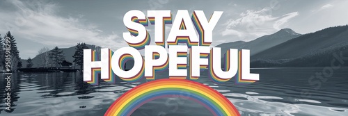 Wallpaper Mural Serene Landscape with Rainbow and Hopeful Message Torontodigital.ca