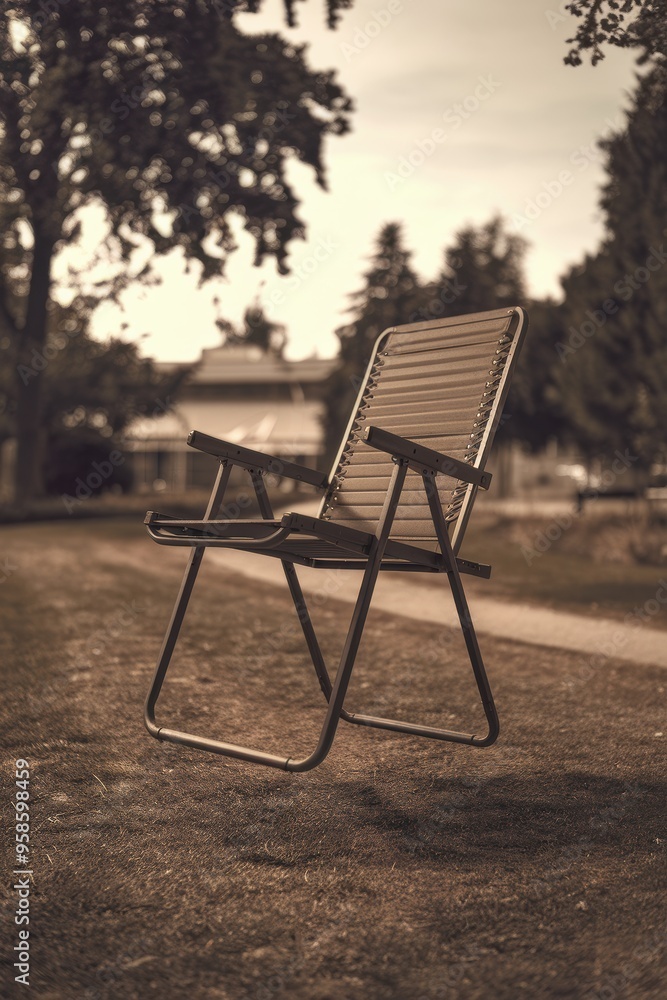 Floating Chair in a Serene Outdoor Setting Floating Chair in a Serene Outdoor Setting