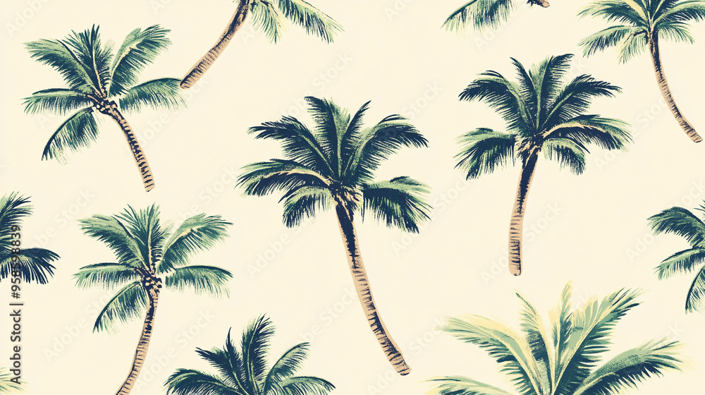 Illustration of Palm Tree pattern on a light beige background Illustration of Palm Tree pattern on a light beige background